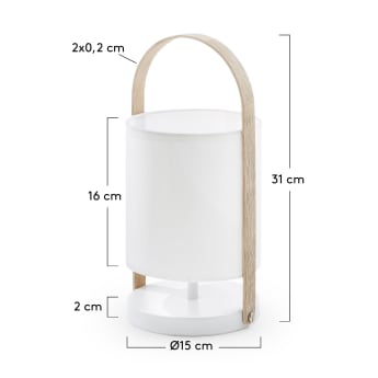 Zayma table lamp in beech wood and white cotton UK adapter - sizes