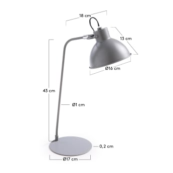 Lampe de table Offelis, gris - dimensions