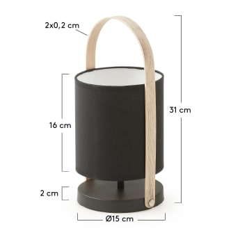 Zayma table lamp, black - sizes