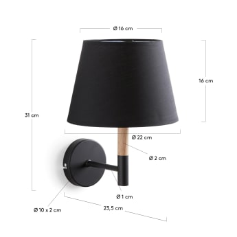 Orsen wall lamp black - rozmiary