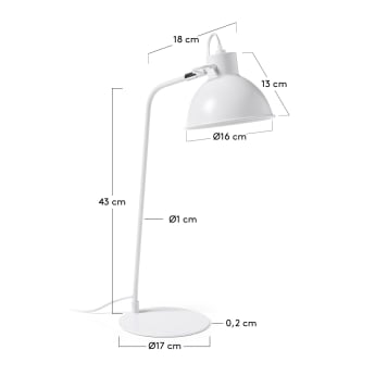 Lampe de table Offelis, blanc - dimensions