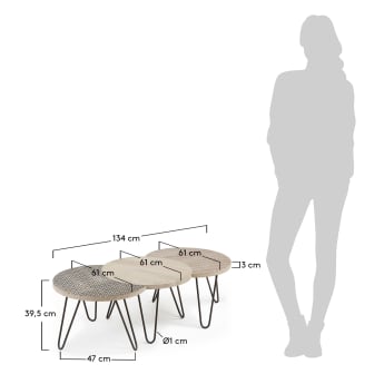 Σετ 3 τραπέζια Houp 134 x 39,5 εκ - μεγέθη