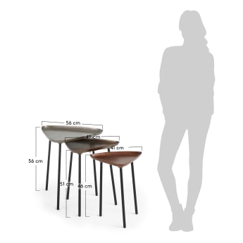 Σετ 3 βοηθητικά τραπέζια Iver - μεγέθη