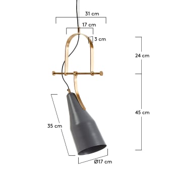 Lampe suspension Zico gris - dimensions