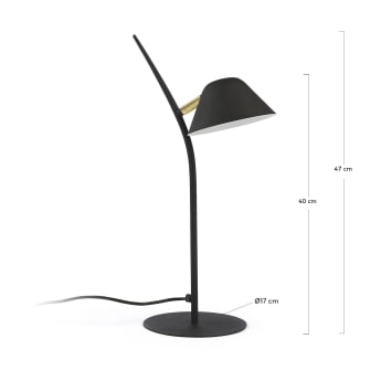 Lámpara de mesa Aurelia de acero con acabado negro - tamaños