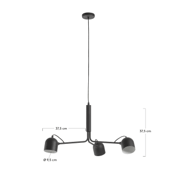 Lampe suspension Lucilla noir - dimensions