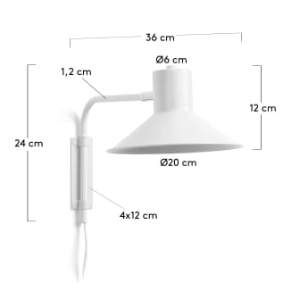 Aria small steel wall light with white finish - sizes