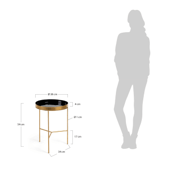 Table d'appoint Naoko Ø 38 cm noir - dimensions