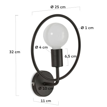 Rohme wall lamp in black - sizes