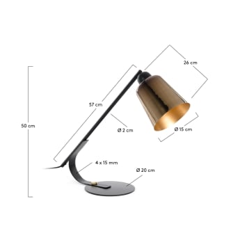 Lampe de table Anina en métal avec finition noire et cuivre - dimensions
