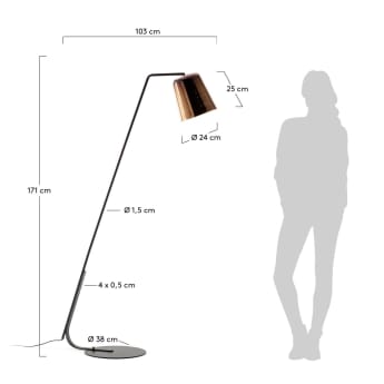 Lampa podłogowa Anina z metalu - rozmiary