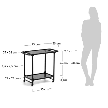 Table d'appoint Duilia 75 x 35 cm - dimensions