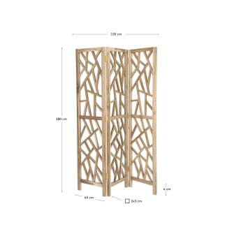 Biombo Avaline de madera maciza de teca 135 x 180 cm - tamaños