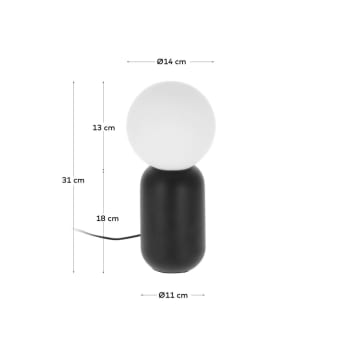 Lámpara de mesa Andina negro de cristal glaseado y acero - tamaños