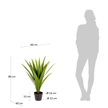 Sztuczna roślina Yucca z doniczką czarna 80 cm - rozmiary