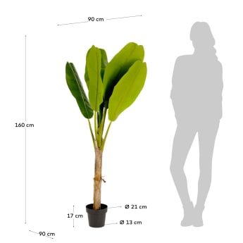 Sztuczna roślina Bao z czarną doniczką 160 cm - rozmiary