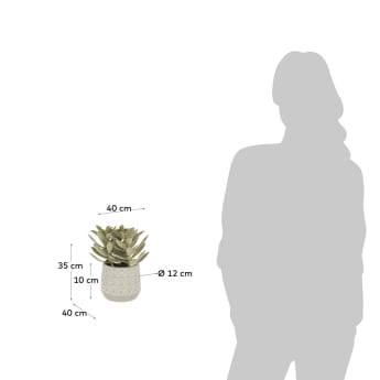 Planta artificial Kalanchoe tomentosa con maceta de cemento blanco y gris 23 cm - tamaños