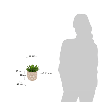 Planta artificial Cactus amb test de ciment 17 cm - mides