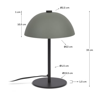 Lampa stołowa Aleyla z metalu malowanego na zielono - rozmiary