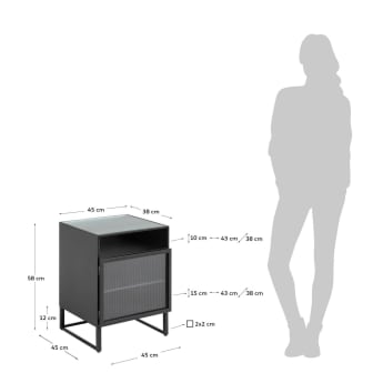 Table de chevet Trixie en acier noir 45 x 58 cm - dimensions