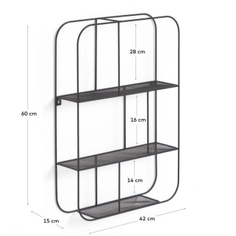 Veneranda metal shelves with black finish 42 x 60 cm - sizes