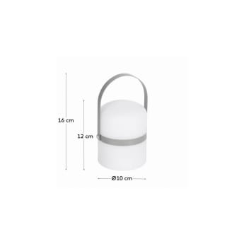 Lampe de table LED mini Ridley gris - dimensions