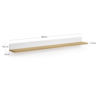 Abilen shelf in oak veneer and white lacquer 120 x 15 cm FSC 100% - sizes