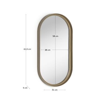Espejo de pared Tiare metal dorado 31 x 61,5 cm - tamaños