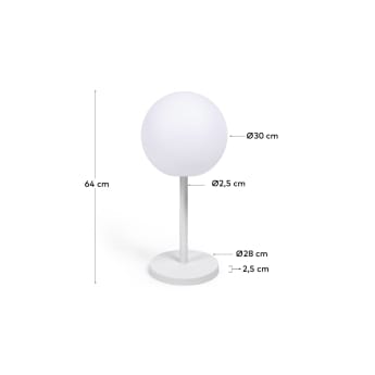 Lampe de table d'extérieur Dinesh en acier blanc - dimensions