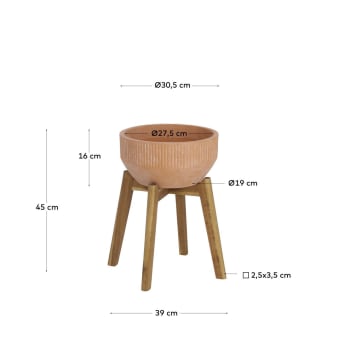 Cache-pot Subject en terre cuite et bois d'acacia Ø 27,5 cm - dimensions