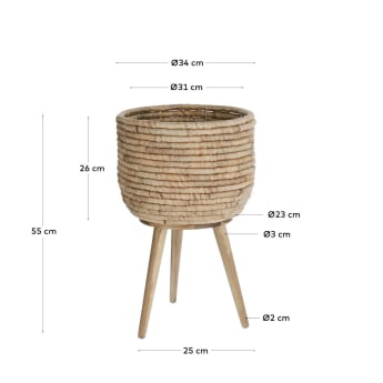 Colomba planter made from natural fibres, 34 cm - sizes