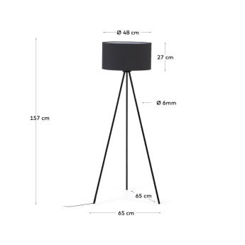 Ikia floor lamp in steel with black finish1 - sizes