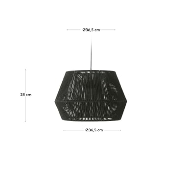 Φωτιστικό οροφής Cantia, βαμβακερό σε μαύρο φινίρισμα, Ø 36,5 εκ - μεγέθη