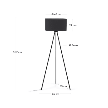 Ikia floor lamp in steel with black finish UK adapter - sizes