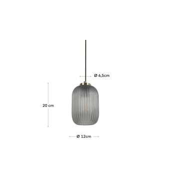 Hestia Deckenlampe aus Metall mit Messing-Finish und grauem Glas - Größen