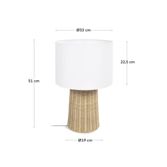 Kimjit table lamp in rattan with natural finish - sizes