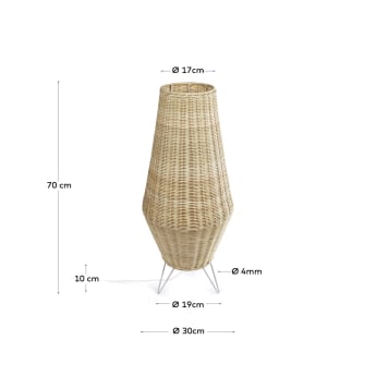 Tafellamp Kamaria middelgroot rotan met natuurlijke finish inclusief UK adapter - maten