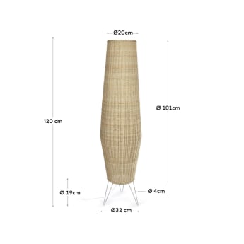 Kamaria large rattan table lamp with natural finish - sizes