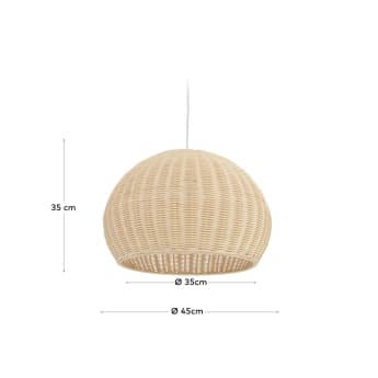 Abajur para candeeiro de teto Deyarina de ratã com acabamento natural Ø 45 cm - tamanhos