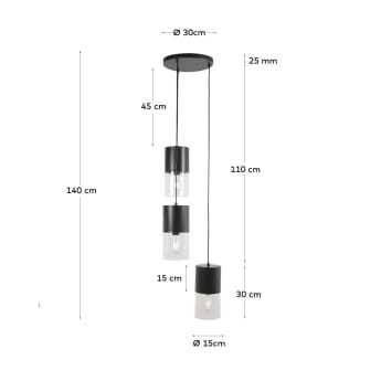 Lampa sufitowa Flexa z metalu z czarnym wykończeniem - rozmiary