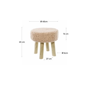 Beneda 100% wool footstool in pink Ø 40 cm - sizes