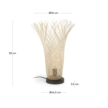 Lampada da tavolo Citalli in bambù con finitura naturale - dimensioni