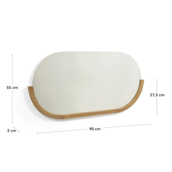 Espejo Rokia de madera maciza de teca 90 x 55 cm - tamaños