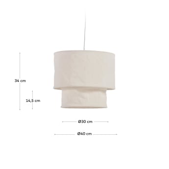 Pantalla para lámpara de techo Mariela de lino con acabado beige Ø 40 cm - tamaños
