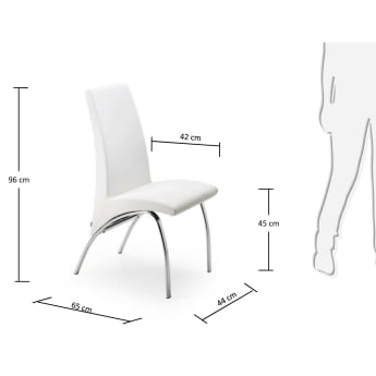 Cadira Zana blanc - mides