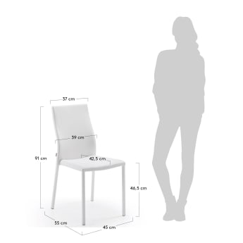 Cadeira Abelle pele sintética e aço branco - tamanhos