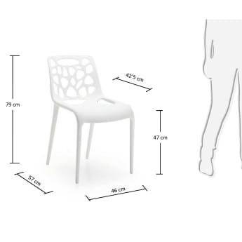 Cadira Grette blanc - mides