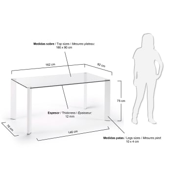 Table Spot 160 x 90 cm blanc - dimensions