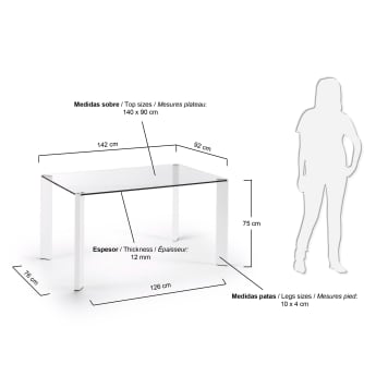 Table Spot 140 x 90 cm blanc - dimensions