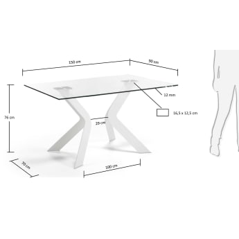 Table Westport 150x90 cm, blanc - dimensions